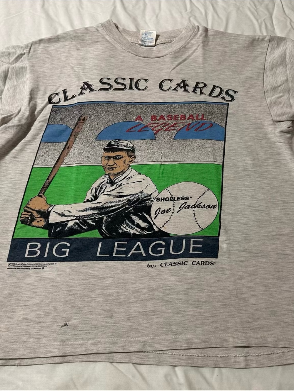 Classic Big League 'Shoeless Joe Jackson' Graphic Tee - Gray/Green/Blue